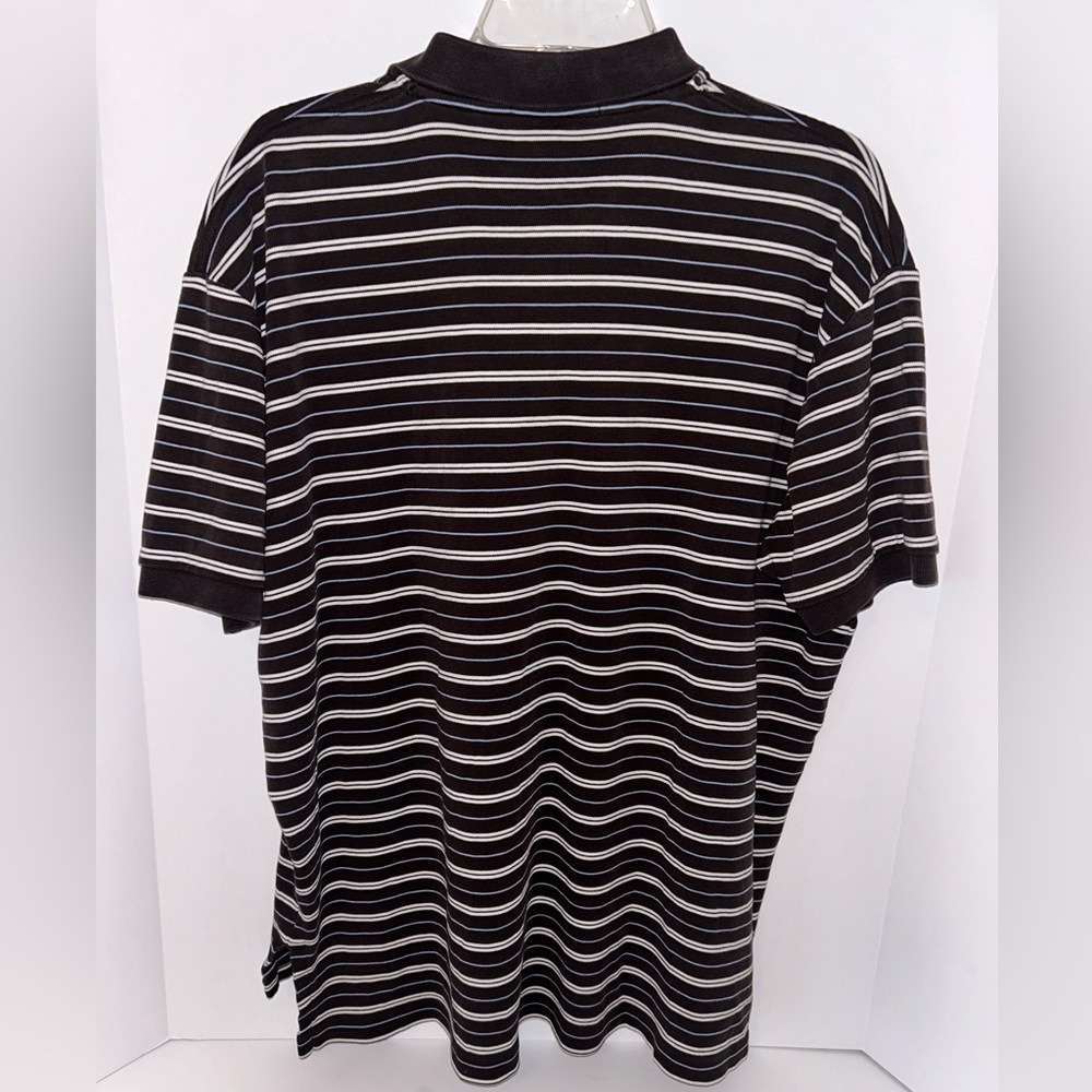 Polo Ralph Lauren‎ VINTAGE brown white blue stripe short sleeve polo size Large - Picture 2 of 11